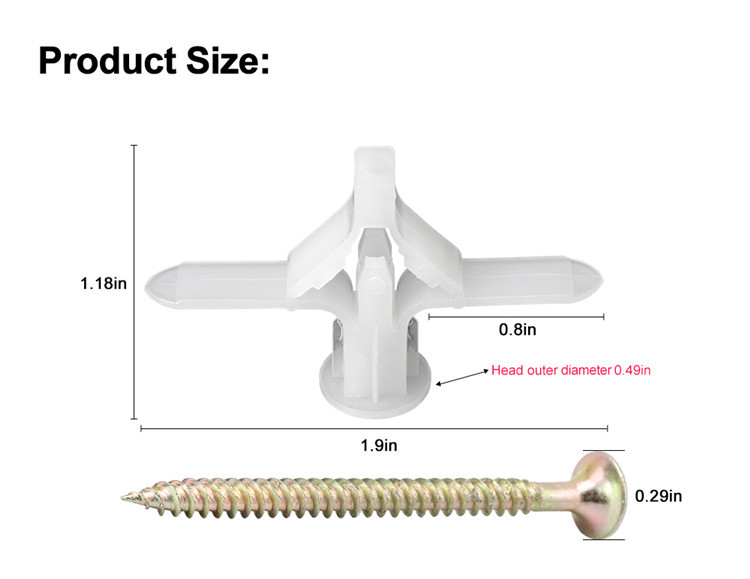 Lightweight Gypsum Board Wall Anchors , Hollow Drywall Anchors Easy Installation