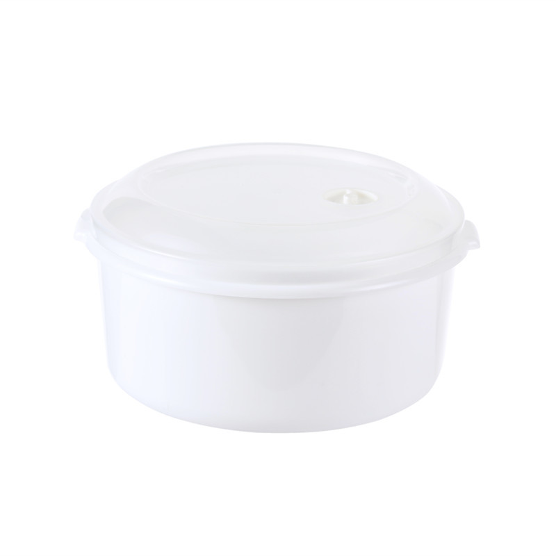 Round Plastic Lunch Microwave Soup Pot Bowl Crisper With Lid