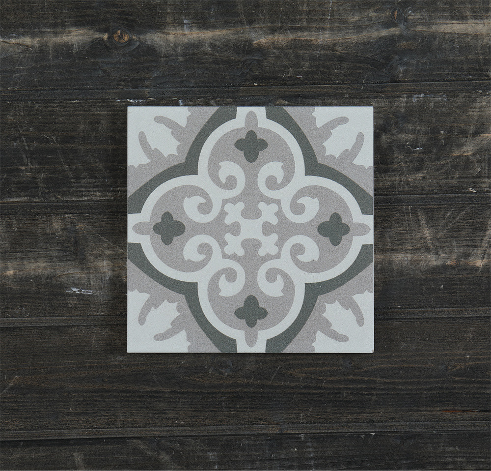 Non-Slip 20x20cm Ceramic Rustic Tiles For Office And Gray Floral Wall Tiles For Living Room