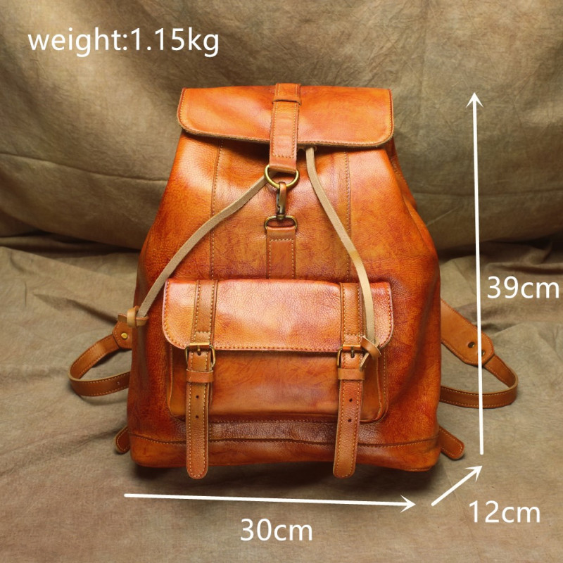 Vegetable Tanned Genuine Leather Backpack
