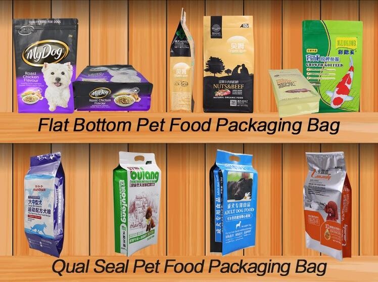 FDA Grade High Barrier Aluminum Foil Side Gusset Quad Sealed Customized Pet Dog Food Packing Bags, slider zipper lock ba