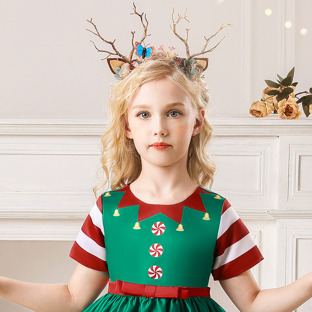 Children'S Dress Clothing Girls Fancy Christmas Dress Snowflake Printed Dresses