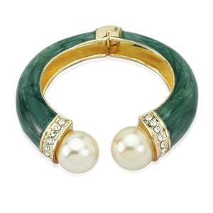 Buy cheap Classic Crystal Bangles Bracelets For Women Gold Color pearl Bangles Femal Opening Bangles Wedding Jewelry Accessories product
