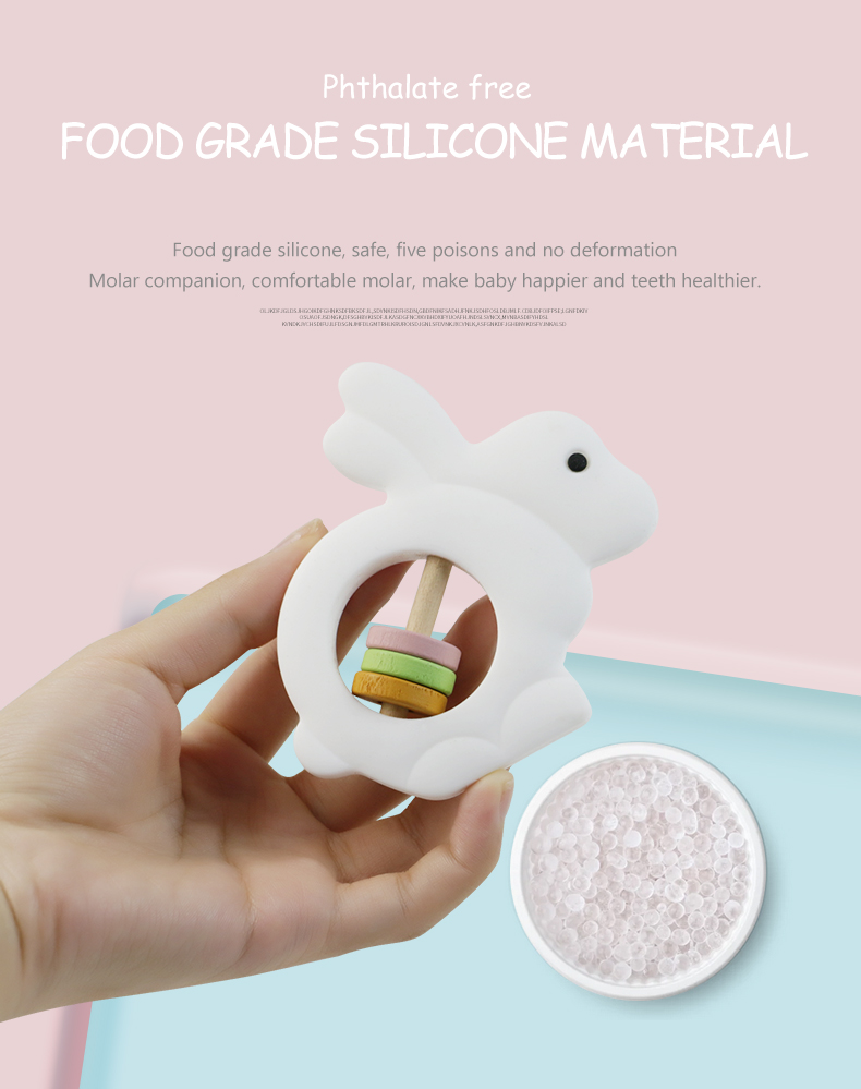 Eco Friendly Silicone Baby Toys Rattle Rabbit Shape For Toddler