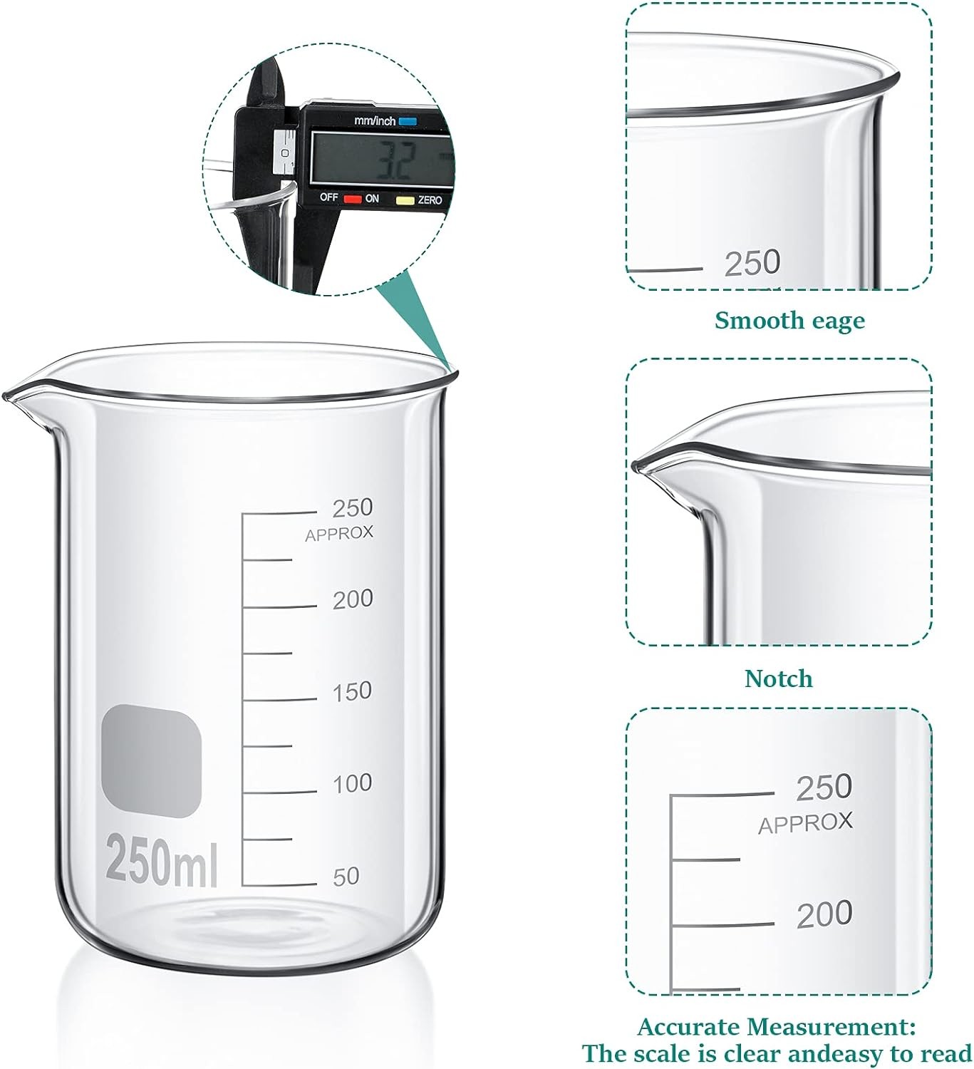 Glass Or Plastic Graduated Cylinder Beaker Set, Thick Lab Cylinders (10 Ml, 25 Ml, 50 Ml, 100 Ml), Beaker