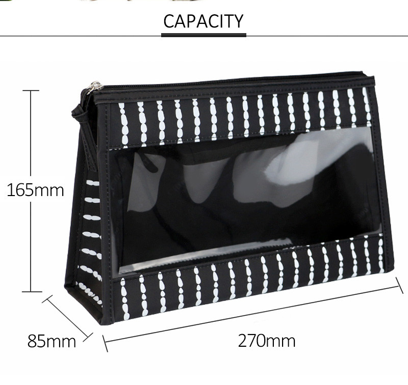 Clear Transparent Zipper PVC Polyester Makeup Cosmetic Bags