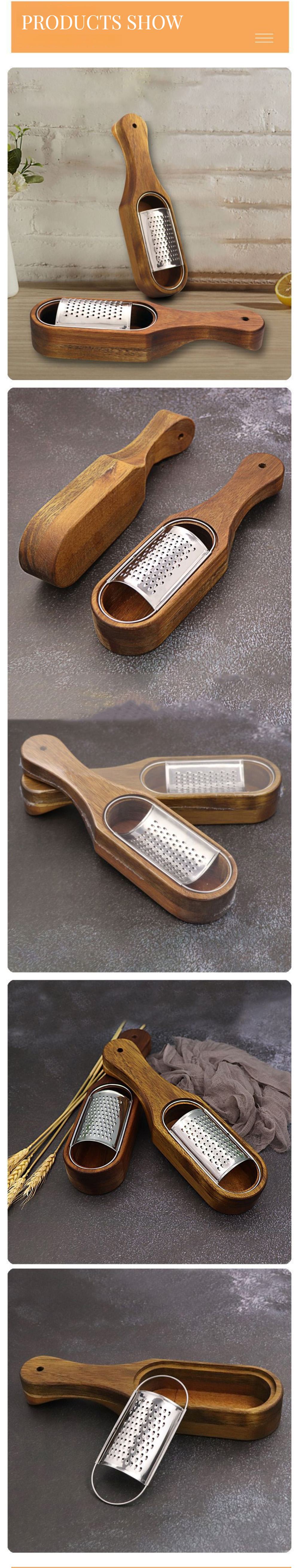 Super Markets Acacia Wood Cheese Shredder with Non-Slip Bottom and Stainless Steel Grater