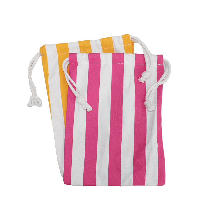 Microfiber Yellow White Pink Striped Beach Towel 300gsm