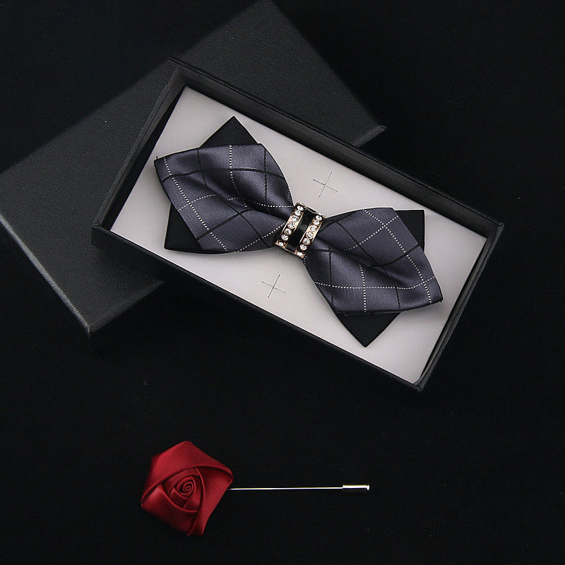 Men's Bowtie Necktie Handkerchief Clip Set Ideal for Weddings and Special Occasions