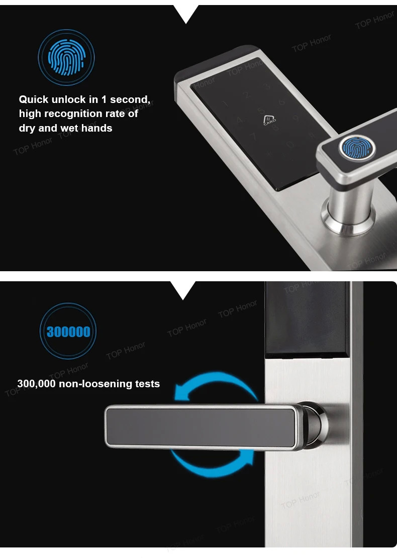 TH522 Apartment Smart Door Lock With Fingerprint Code IC Card Key TTLock Unlock