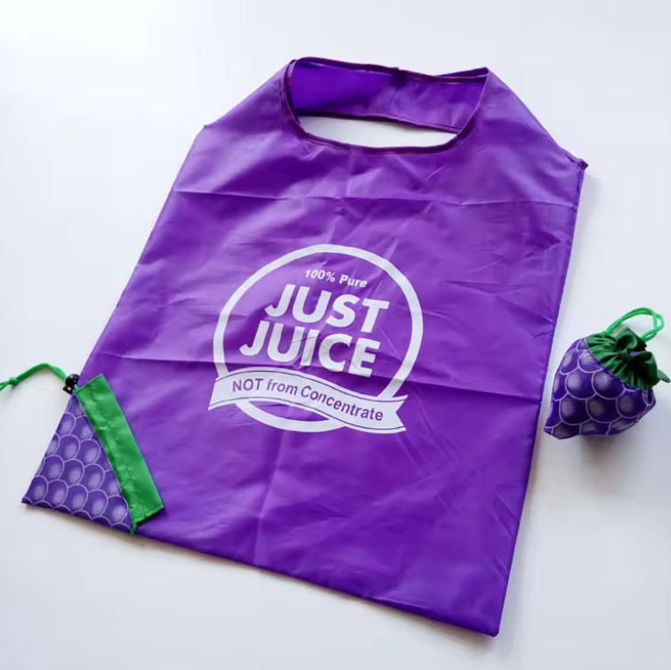 Custom Made Foldable Polyester Tote Bag Grape Polyester Nylon Collapsible Grocery Bags