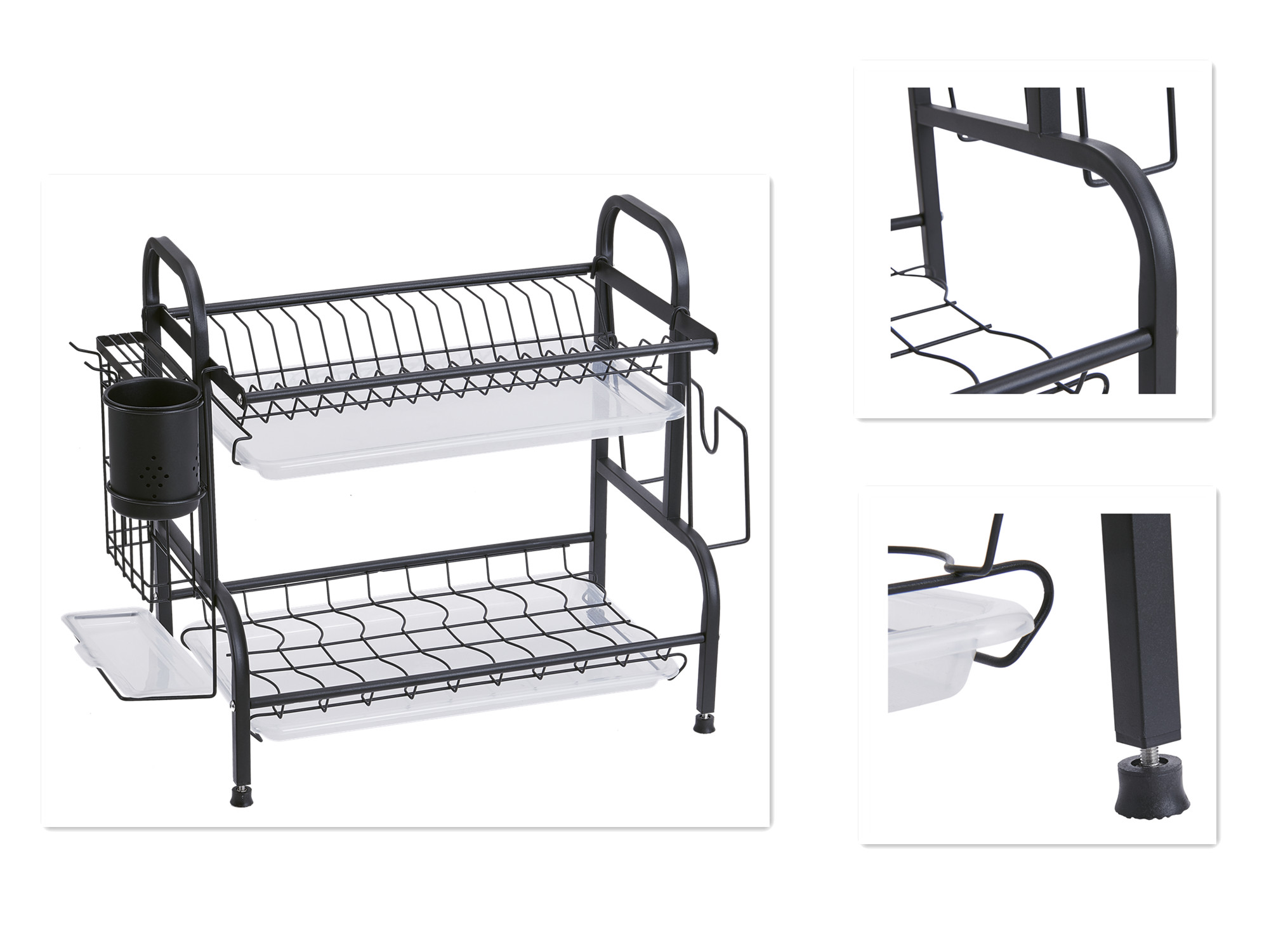 Sustainable Kitchen Storage Shelves 2 Layers Drawer Style Flavour Bottle Rack Black Finfished
