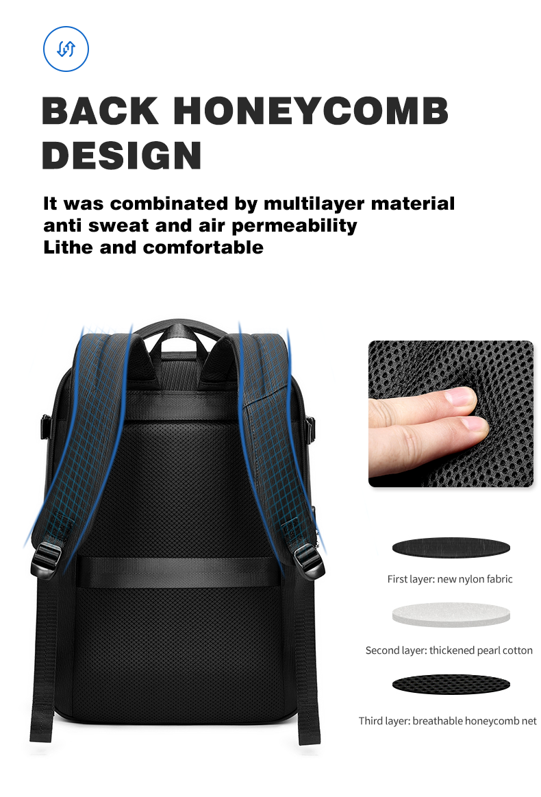 1680D Polyester Waterproof Business Backpack Large Space Eco Friendly