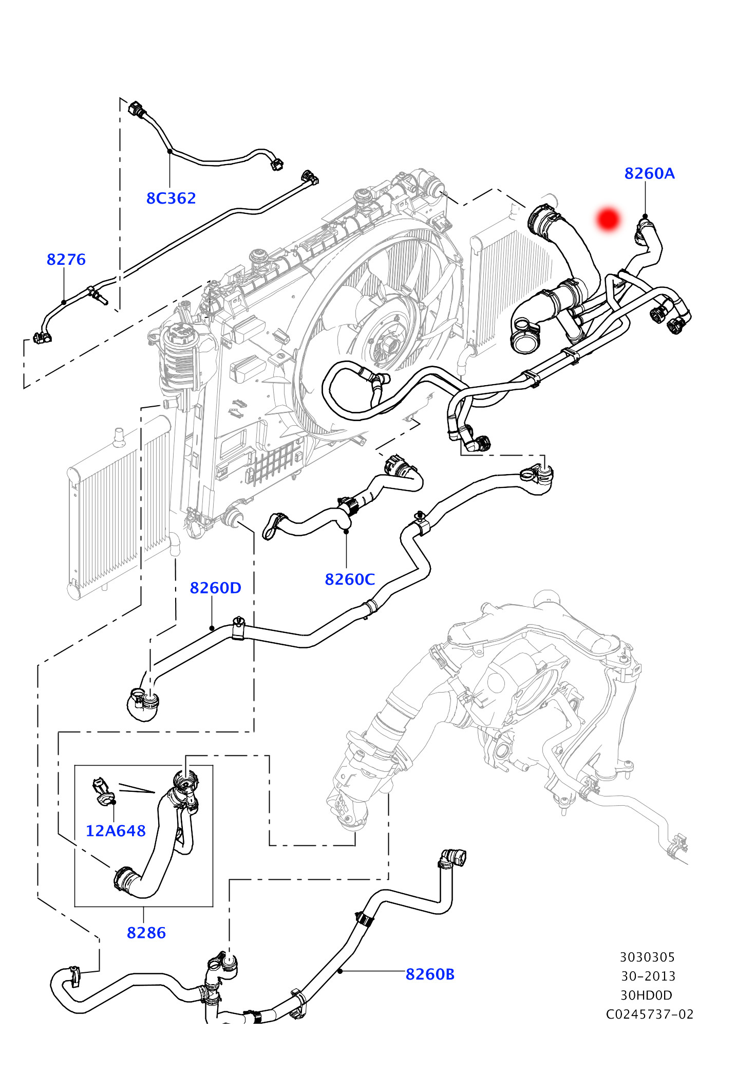 LR034637 LR042893 Radiator Coolant Hose For LAND ROVER RANGE ROVER IV