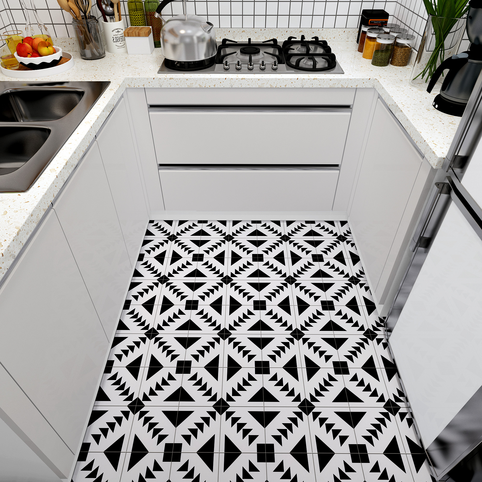 Black And White Grade AAA Scratch-Resistant 200x200mm Floor Ceramic Rustic Tile For Living Room And Bathroom