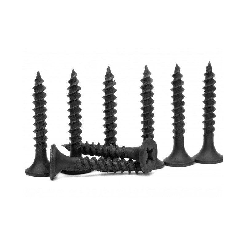 25mm Black Phosphated Self Tapping Drywall Screws Fine Thread With Bugle Head #2 Phillips Drive