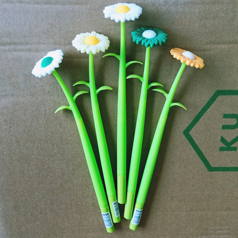 Fluent Writting Pen, 12 Pcs 0.5 Mm Black Ink Flower Shape Rolling Ball Cute Gel Ink Pen For Student And School Office Supplies (Flower)