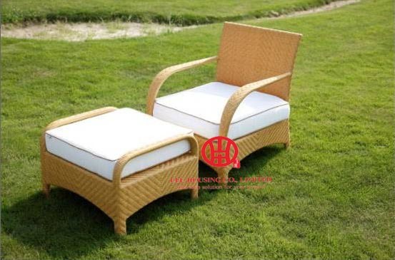 Leisure garden furniture rattan chair with ottoman