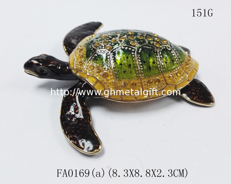 Metal turtle jewelry box bedside turtle enamel metal jewelry box