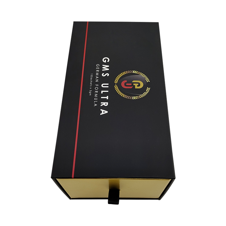Recyclable Black Drawer Packaging Box Black Kraft Paper Gift Boxes Customized
