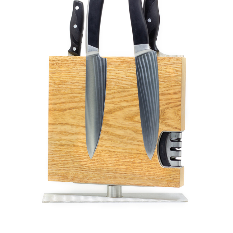 Oak Magnetic Knife Holder Set with Magnetic Holder and Knife Sharpener Sustainable Design