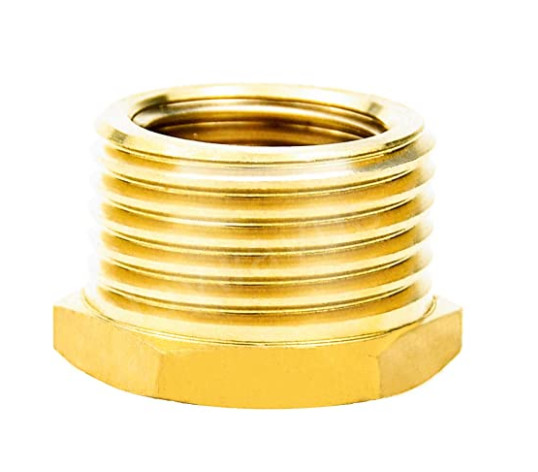 B124 Hex Bushing 1/2" Female NPT × 3/4" Male NPT Brass Tube Fitting