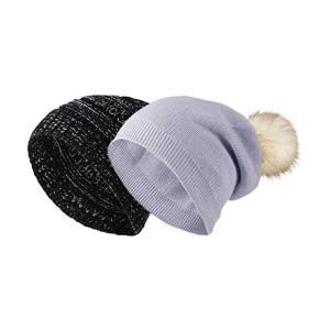Buy cheap Winter Women 58cm Knit Beanie Hats Fur Ball Cap Pom Poms product
