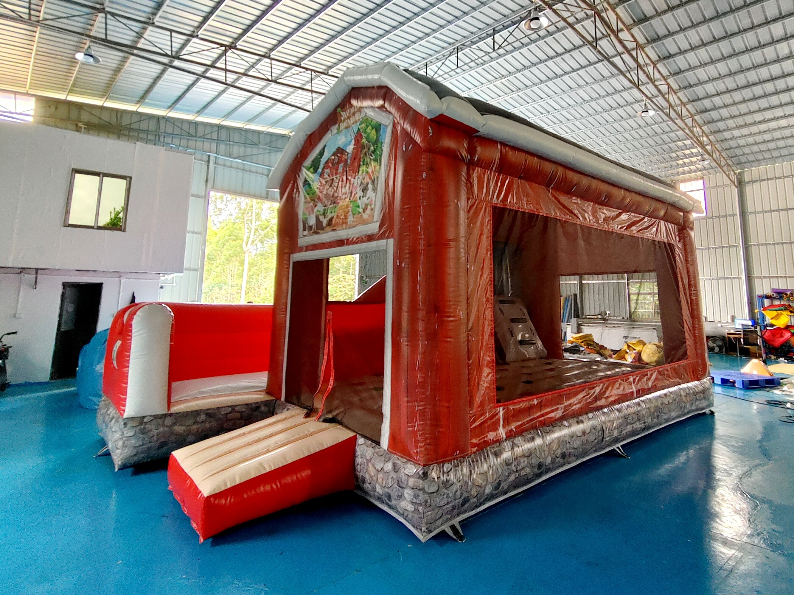 Commercial PVC Tarpaulin Fireproof Baffle Inflatable Bounce House With Slide Inflatable Combo Castle For Kids