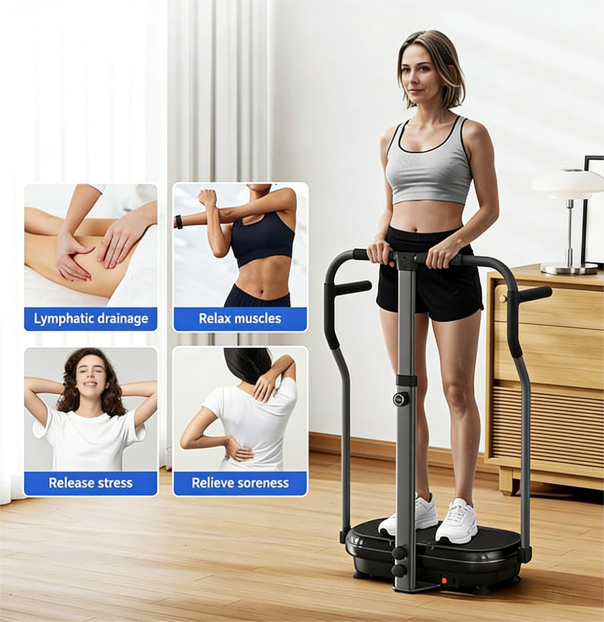 Vibration plate exercise machine side view