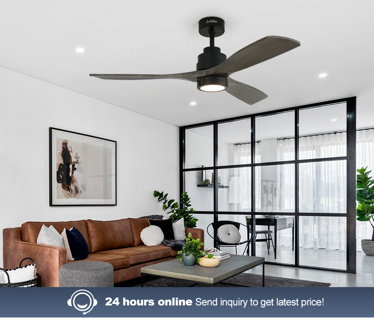 Smart Remote Control Wooden Blades Ceiling Fan Light with 6 Speeds and DC Copper Motor