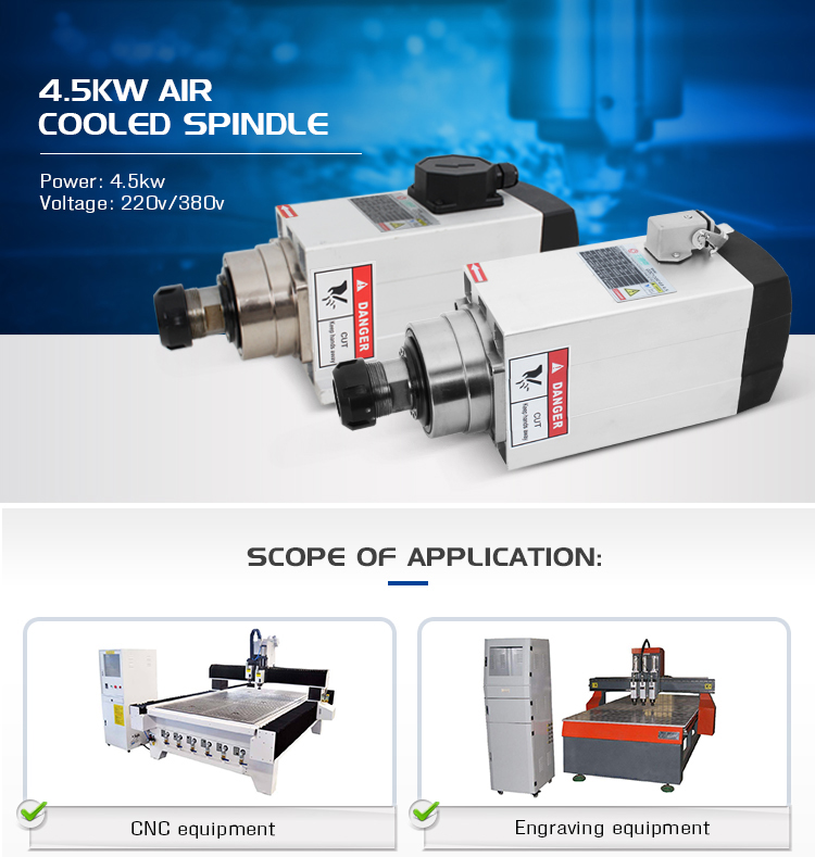 GDZ120*103-4.5kw CNC Spindle 4.5kw Air Cooled Spindle ER32 300HZ with Low Maintenance