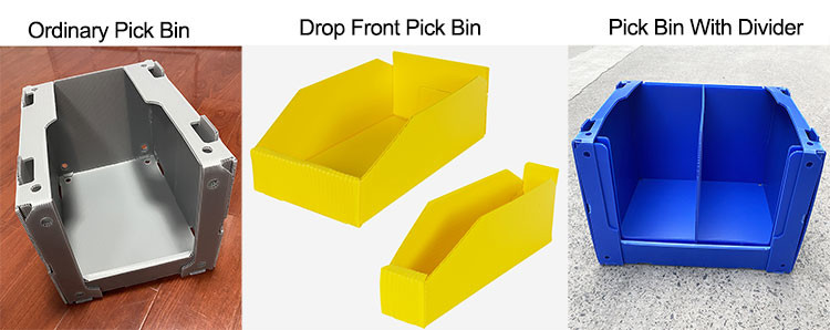 Lightweight Plastic Corrugated Pick Bin With Dividers