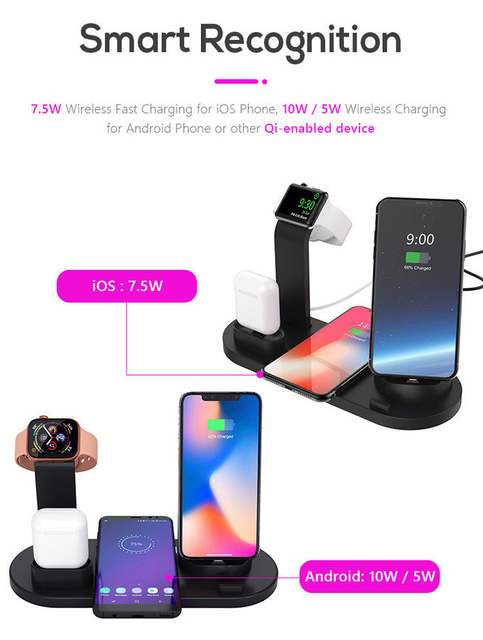 Distance 9mm 3 In 1 QI Wireless Charger For Phone IWatch AirPods