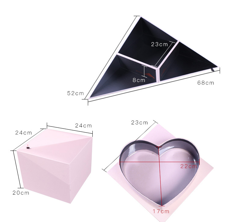 Bouquet Paper Square Flower Box Recycled Cardboard Boxes For Valentine'S Day