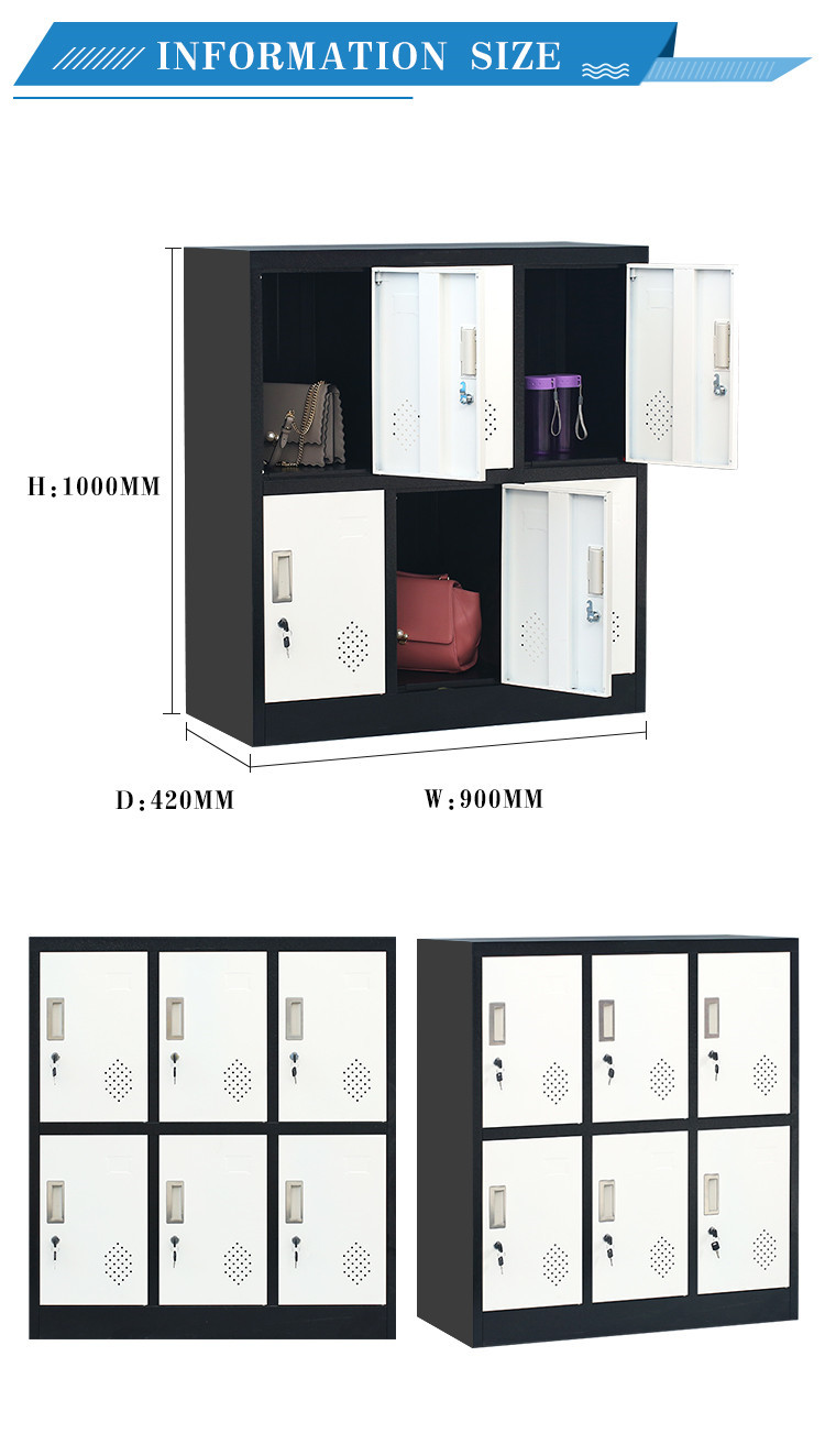 Small Size 6 door steel locker Primary School Locker Steel Gym Office