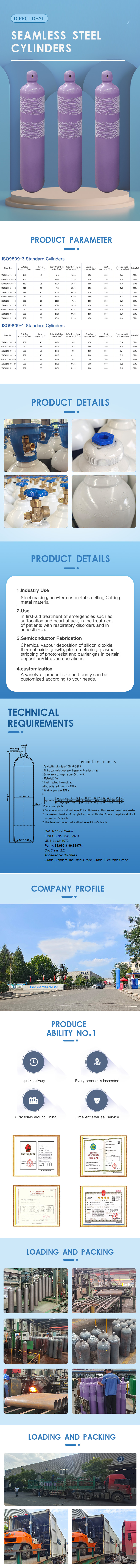 ISO9809-1 standard industrial co2 tank gas cylinder 150 bar co2 cylinder for fire fighting