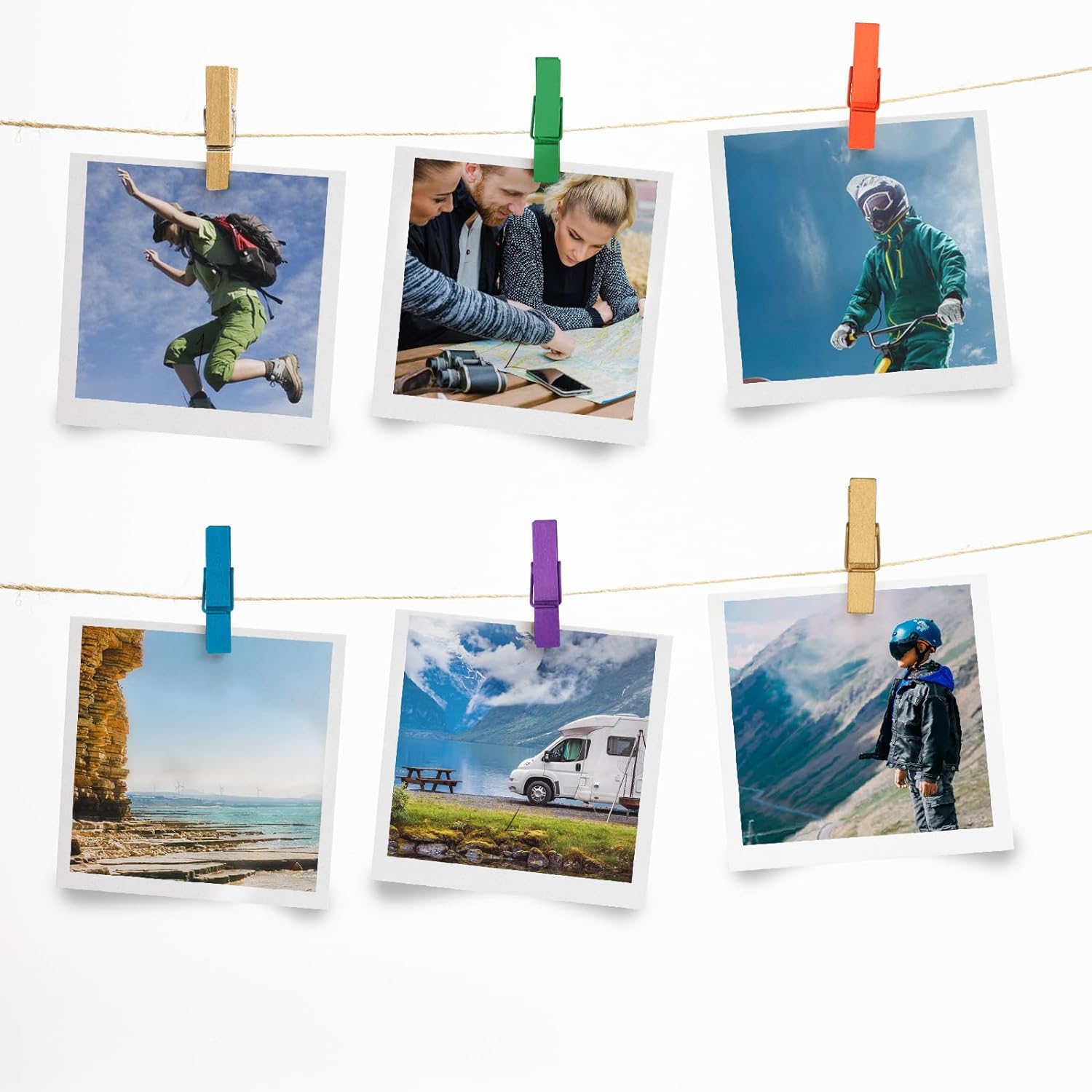 Colored Wooden Clothespins, Color Clothes Pins for Clip Pictures Photos Decorative