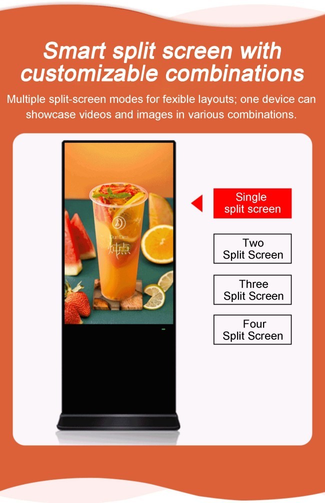 8 Array Mic 75 Inch Vertical Interactive Totem LCD Advertising Display With Android Operating System