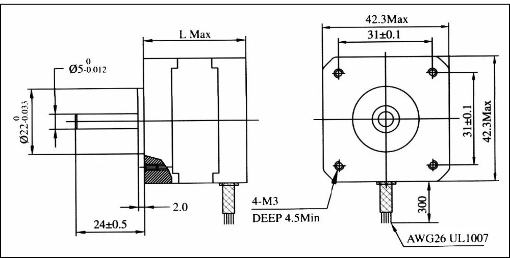 Nema17 CNC Stepper Motor 17HS8401 2 Phase Four Wire 48mm For 3D Printer