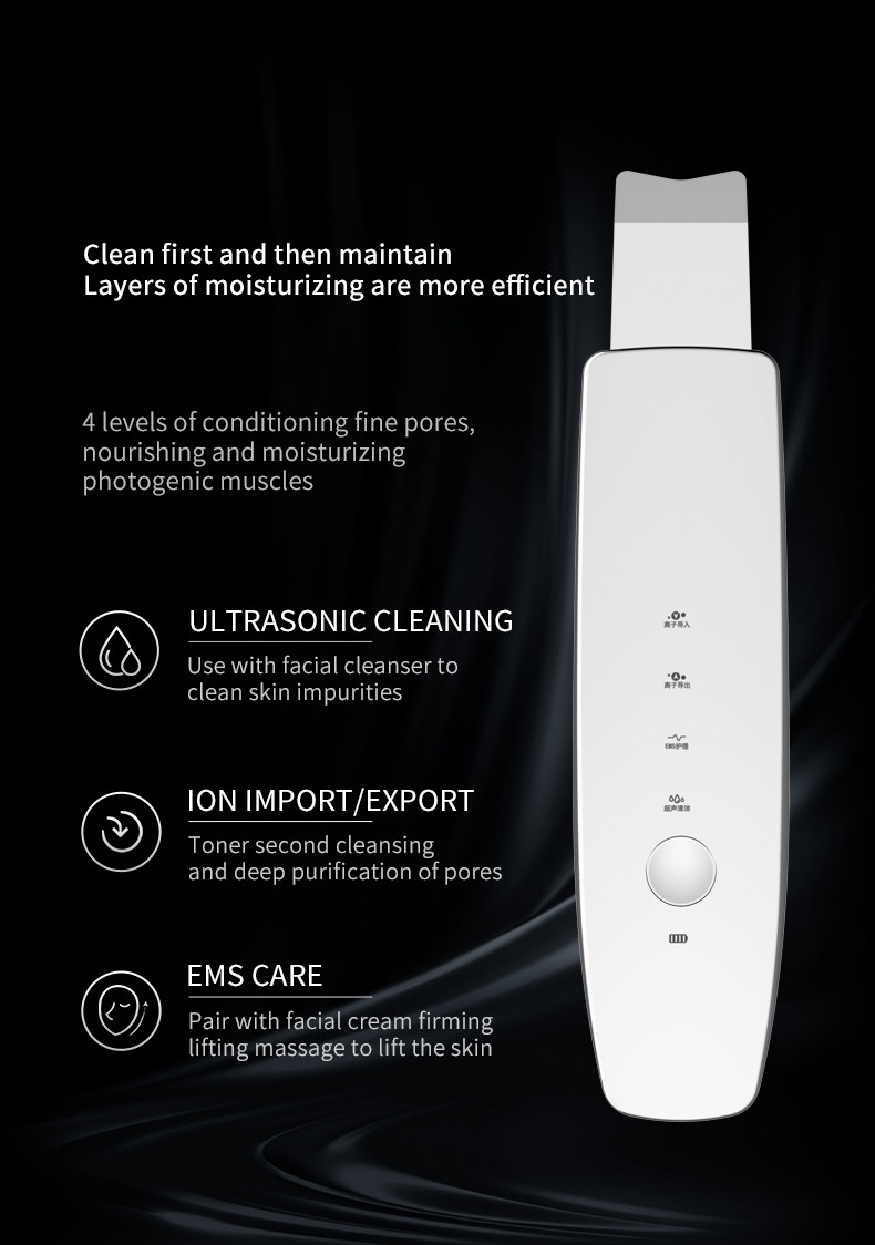 400mAh Portable Ultrasonic Skin Scrubber , Pore Vacuum Blackhead Remover