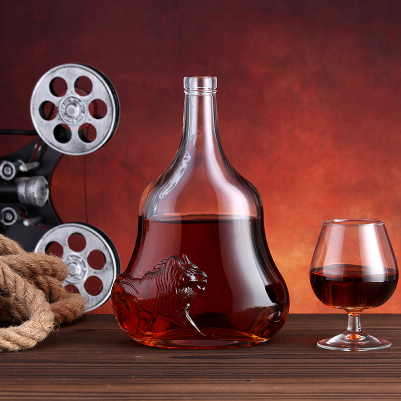 Collar Material Glass 500ml 1000ml Clear Tabular Glass Bottle for Vodka Brandy Whiskey