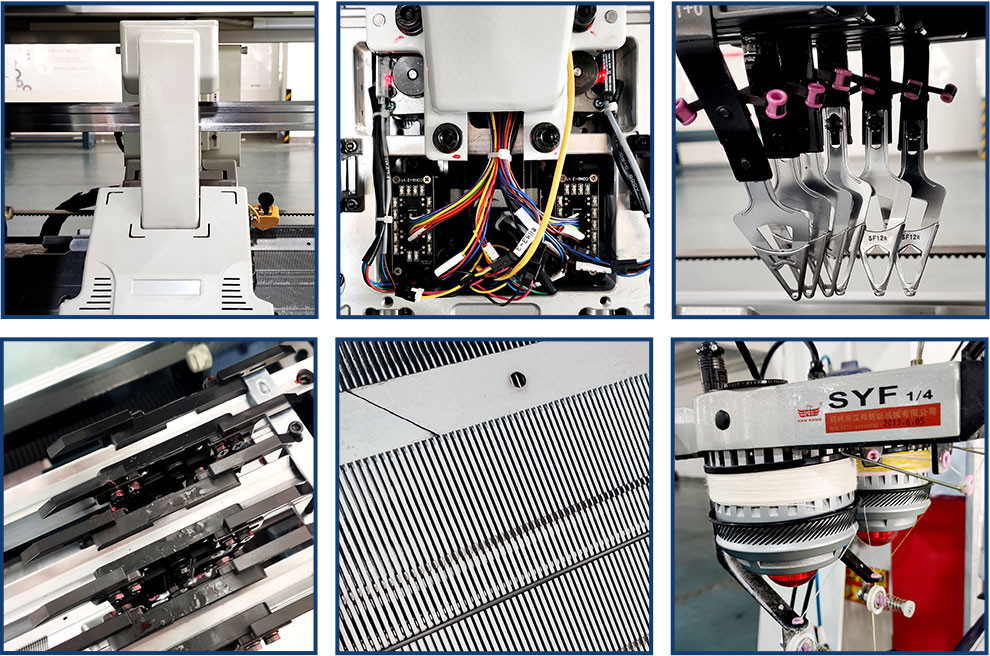 1KW Flat Knit Collar Machine 72 Inch 16G Synthetic Fibers yarn