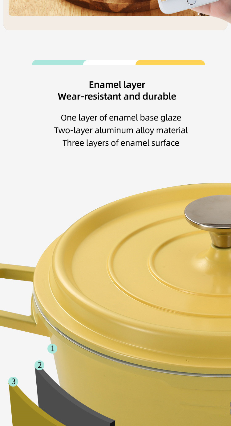Amazon TOP Seller Kitchen Cookware Round Aluminium Enamel Pot Crock Pot Soup Pots For Cooking