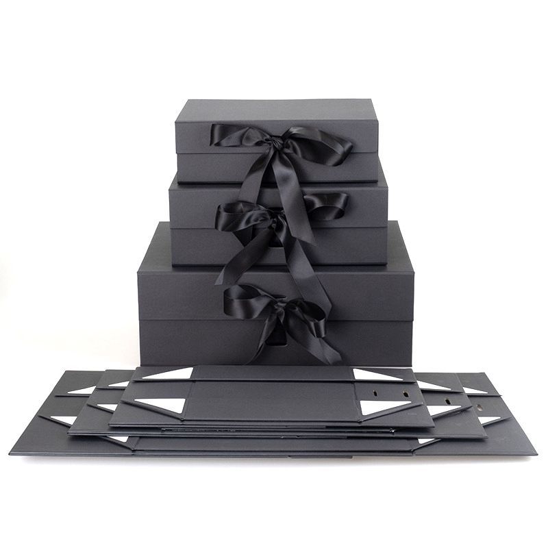 Elegant Packaging Boxes 100% Recycled Paper Ribbon Tie Magnetic Gift Boxes with Matte Finish for Promotions