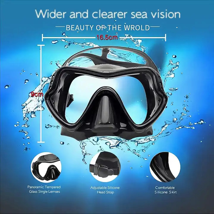 High Quality Adult Snorkel Diving Scuba Set With Anti-Fog Coated Glass Purge Valve And Anti-Splash Silicon Mouth Piece