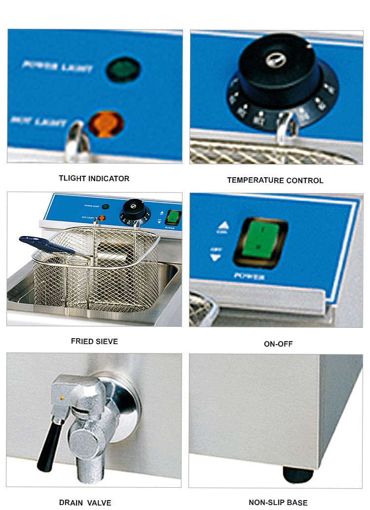 Electric Deep Fryer , Chicken Frying Machine with Drain Valve
