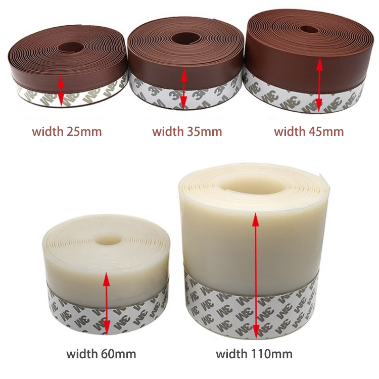 Brown TPE Door Draft Stopper for Under Door Bottom Seal Strip Home Weather Stripping
