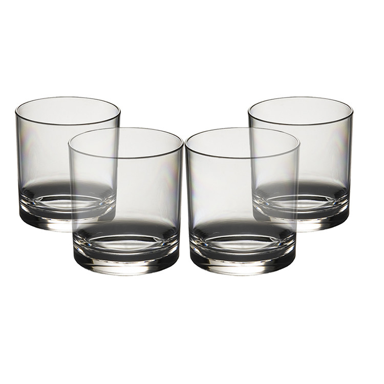 Reusable San Plastic Whisky Glasses 12oz Acrylic Drink Glasses Tumblers Flat Bottom