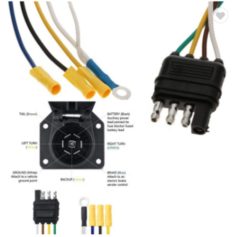 PVC 7 Way Light Plug Wire Harness Assembly Converter Adapter For Car Tow Trailer