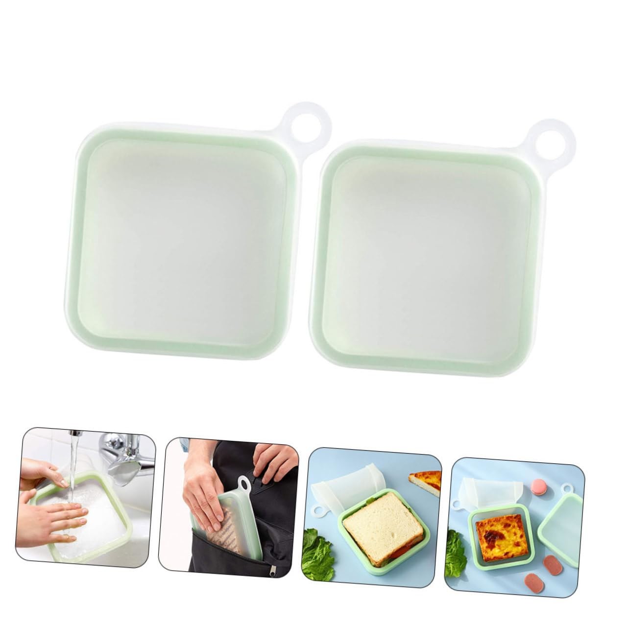 Microwave And Dishwasher Safe Silicone Sandwich Container For Lunch Boxes Reusable Silicone Storage Bag Lunch Containers
